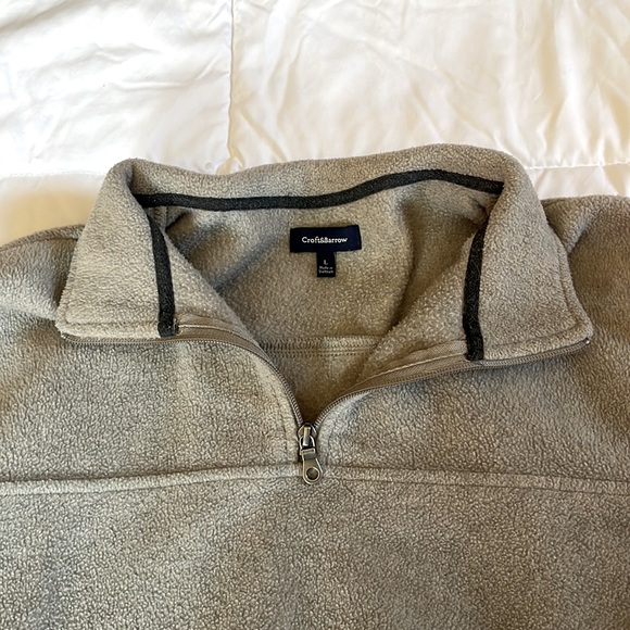 Croft&Barrow Men’s Tan Quarter Zip Fleece Pullover w/ Large Front Pockets - Picture 2 of 8
